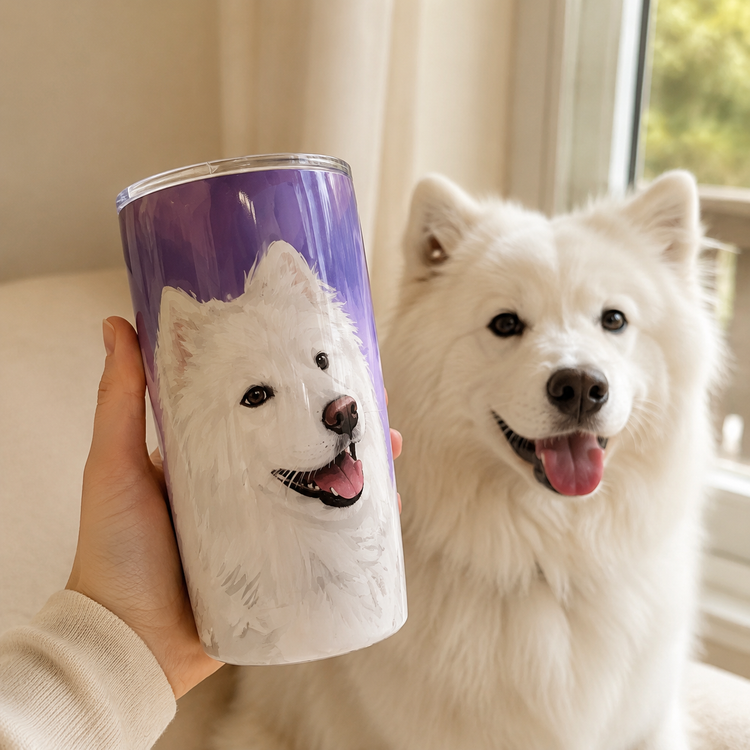 lleva tu mascota contigo, termo pintado a mano