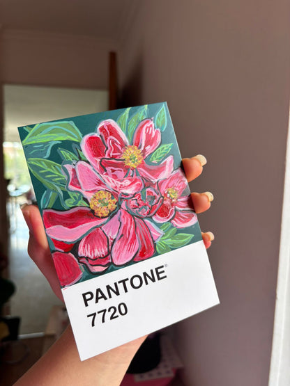 Pantone 7720 fondo verde flor rosa