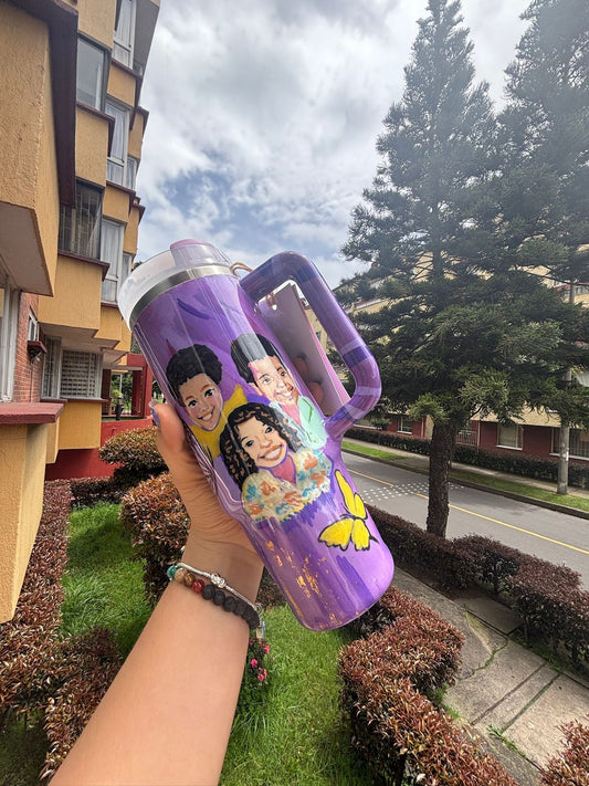 Termos pintados a mano 3 personas