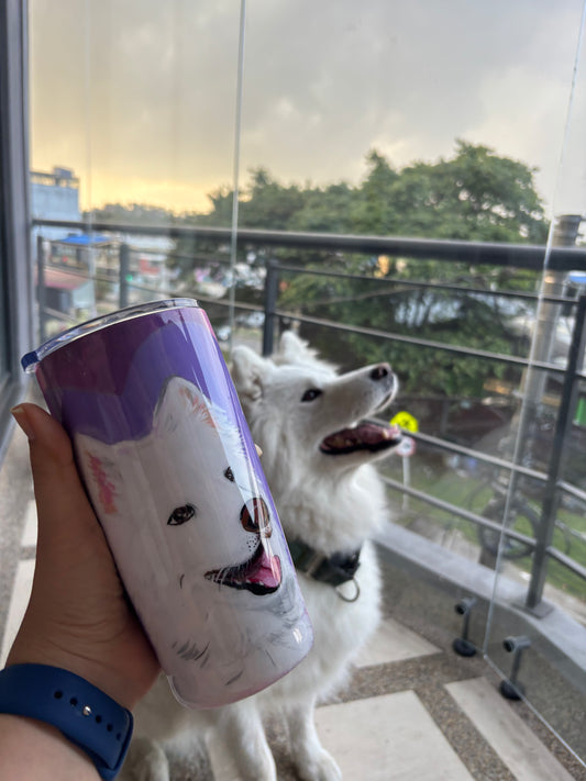 lleva tu mascota contigo, termo pintado a mano